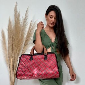 Handmade purse straw woven bag from Philippines